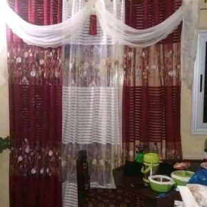 Rideau rouge-bordeau blanc 02