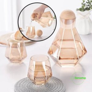 Carafe en verre doré hexagonale 7pieces