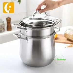 Couscoussier en inox avec couvercle en verre