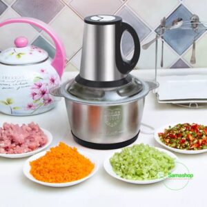 Hachoir électrique tri vitesses en acier inoxydable 3L